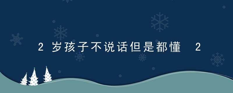 2岁孩子不说话但是都懂 2岁孩子不说话但是都懂怎么办